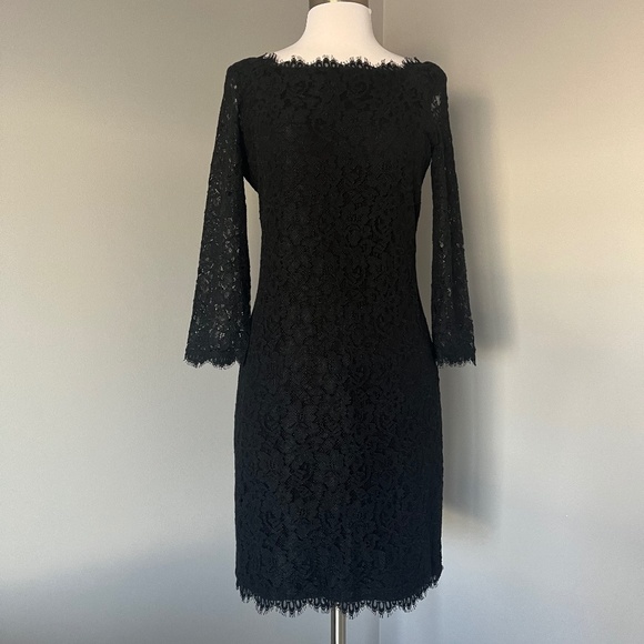 Diane Von Furstenberg Zarita Lace Special Occasion Cocktail Sheath Black Dress - Picture 3 of 13